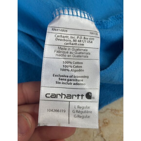 Carhartt Mens Blue Relaxed Fit Cotton T-Shirt Size L - Picture 6 of 7